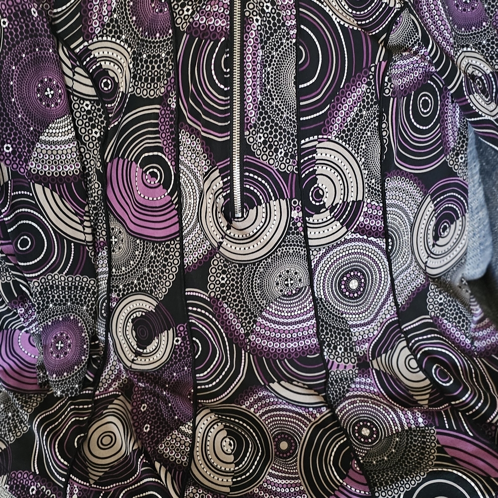 Modern ZIPPER Office Dress Blouse Shirt Purple Black